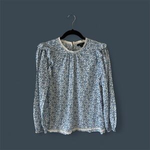 J. Crew Floral Blue Long Sleeve Top